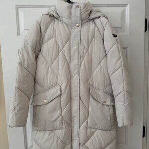 BEAUTIFUL Donna Karan off white winter coat with hood Small